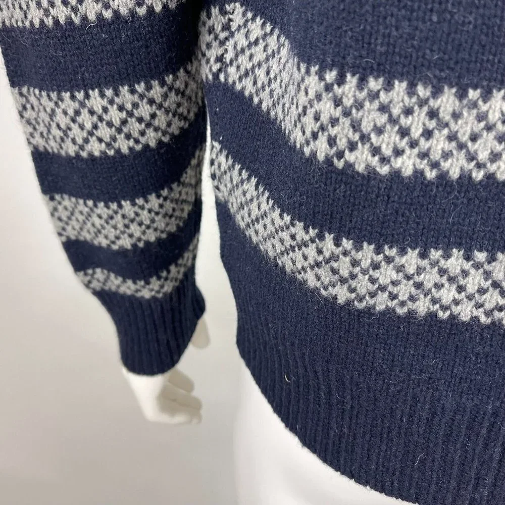 J Crew Lambswool Stripe Sweater Chunky Pullover Crew Neck Long Sleeve Men XL NWT